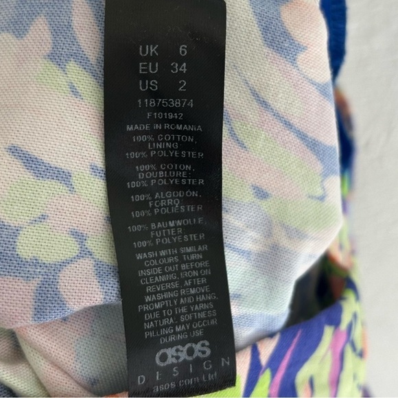 ASOS DESIGN tailored wide leg dad pants in blue floral print Sz 2 NWT - Picture 7 of 7